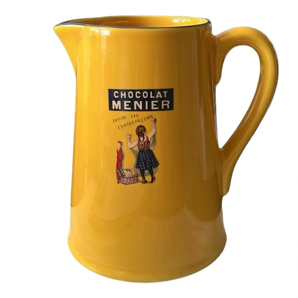 Pitcher Chocolat Menier 7 1/2” French porcelain - Picture 2 of 6